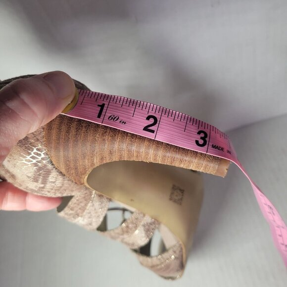 Ann Taylor Loft Snake Print Peep Toe Lace-Up Leather Heeled Sandals Womens 8M - Picture 8 of 9